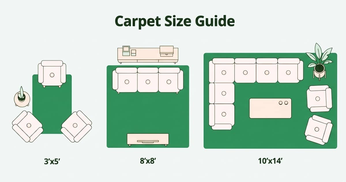 carpet size guide living room with large rug under furniture