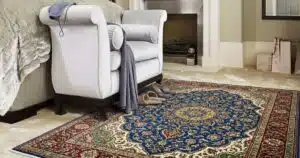 premium silk carpets in modern living room with elegant light reflection