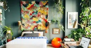 wall carpet used as elegant wall decor in modern living room interior