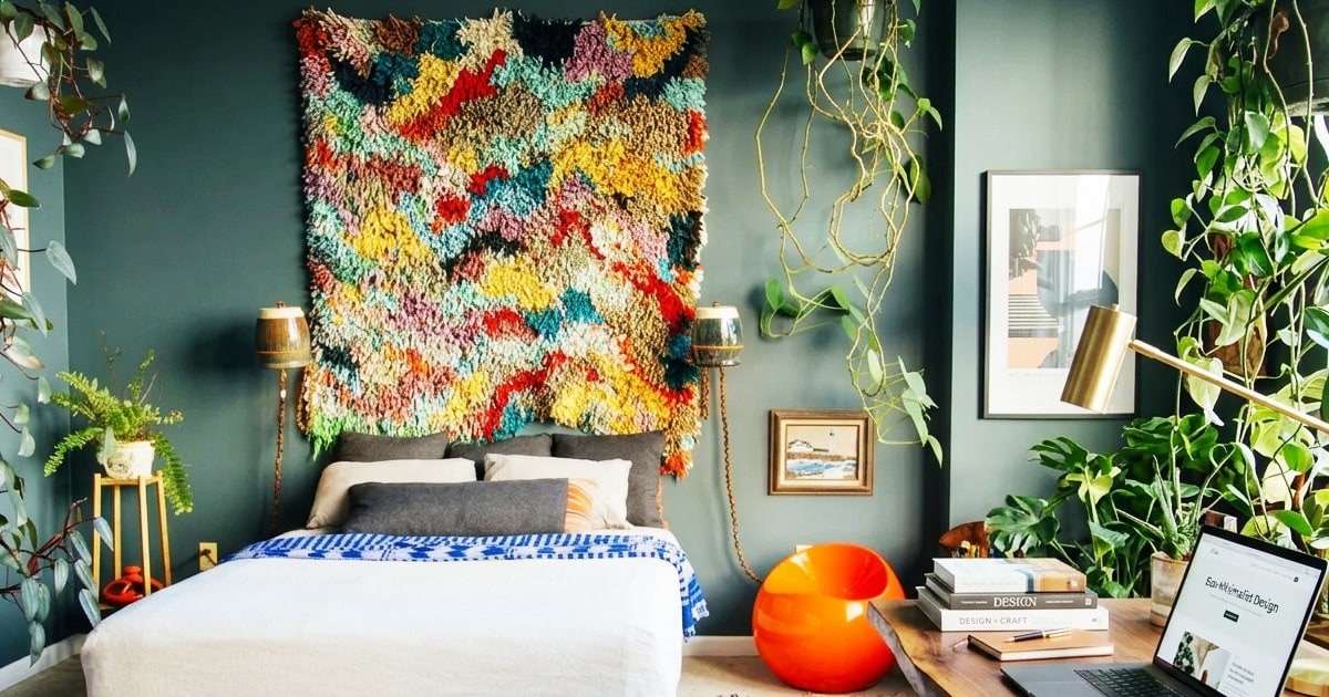 wall carpet used as elegant wall decor in modern living room interior